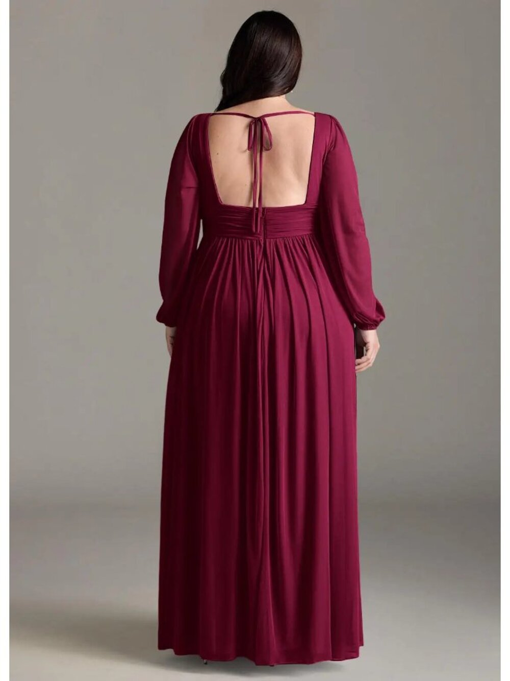 Azazie Norah Burgundy Chiffon Long Sleeve Bridesmaid Dress A16 NWT - Picture 16 of 16